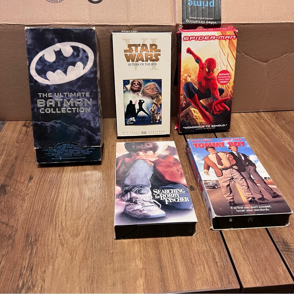 Classic VHS Movie Set- Batman, Star Wars, SpiderMan, Searching For Bobby Fischer